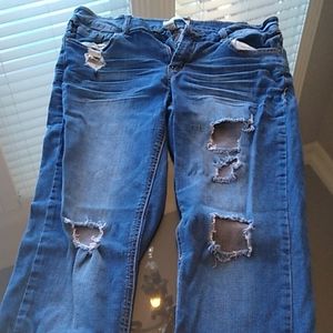 Refuge distressed straight leg jean